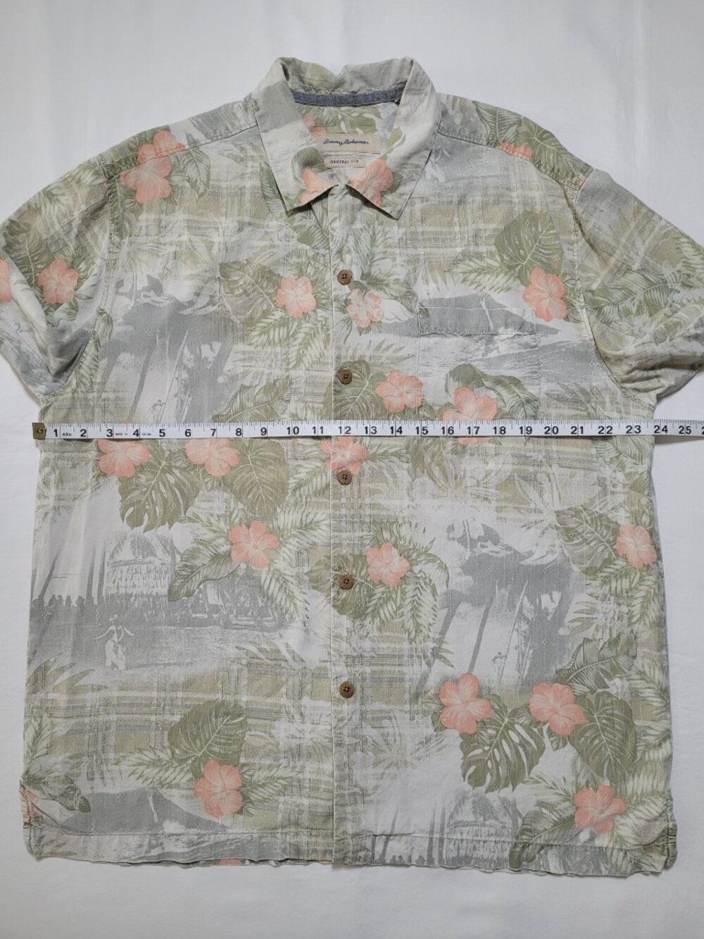 Tommy Bahama Mens Silk Hawaiian Shirt Tropical Floral Print Large Coastal - Picture 7 of 10